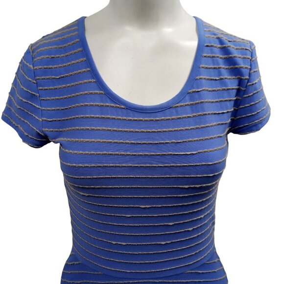 Matilda Jane Exploration Fit & Flare Blue Striped Dress Size XS Gray Swing - Picture 2 of 12